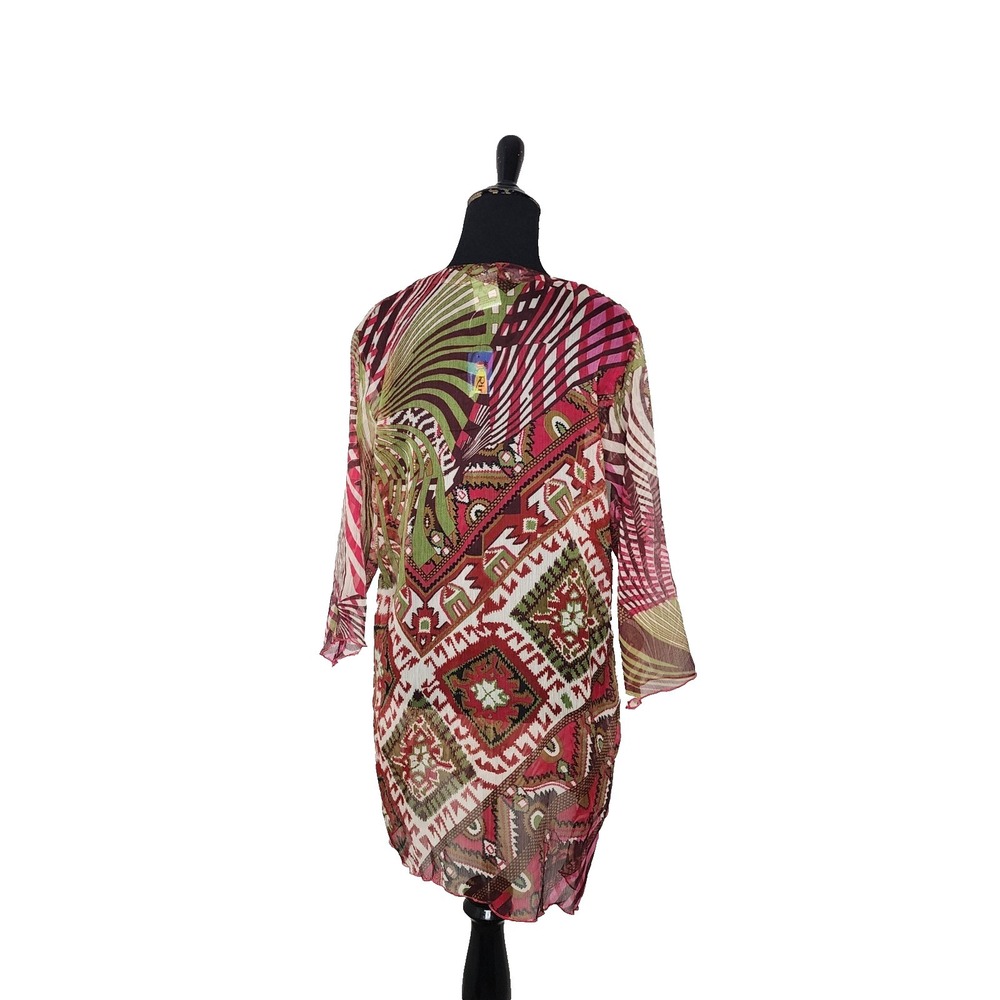 Multi-Color Beaded Viscose Semi-Sheer Peasant Blouse Size S/M Paisley Sequin - Picture 3 of 11